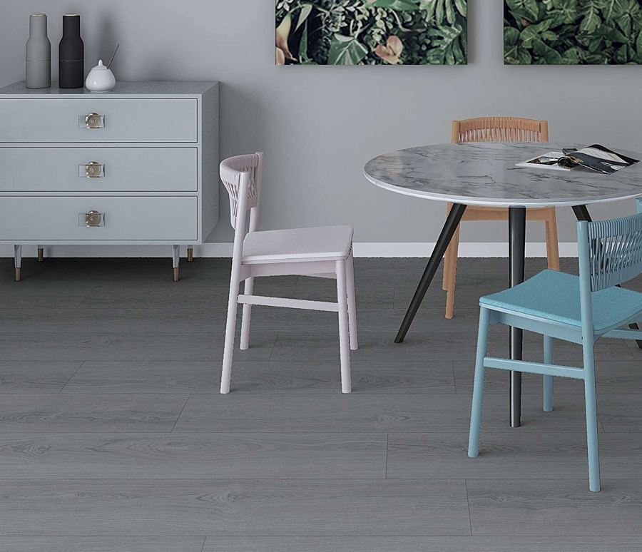 Euporie Ash eSPC flooring installed in a room setting